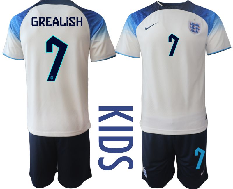 Youth 2022 World Cup National Team England home white #7 Soccer Jerseys->youth soccer jersey->Youth Jersey